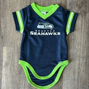 Seattle Seahawks Navy and Neon Green Baby Jersey